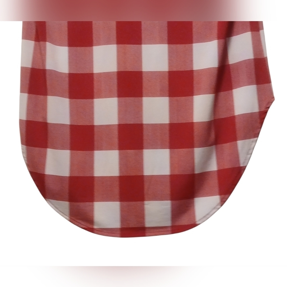 Peter Nygard- NWT, Red & White Checkered Short Sleeve Top, V-Neck, Size Small - Picture 9 of 10